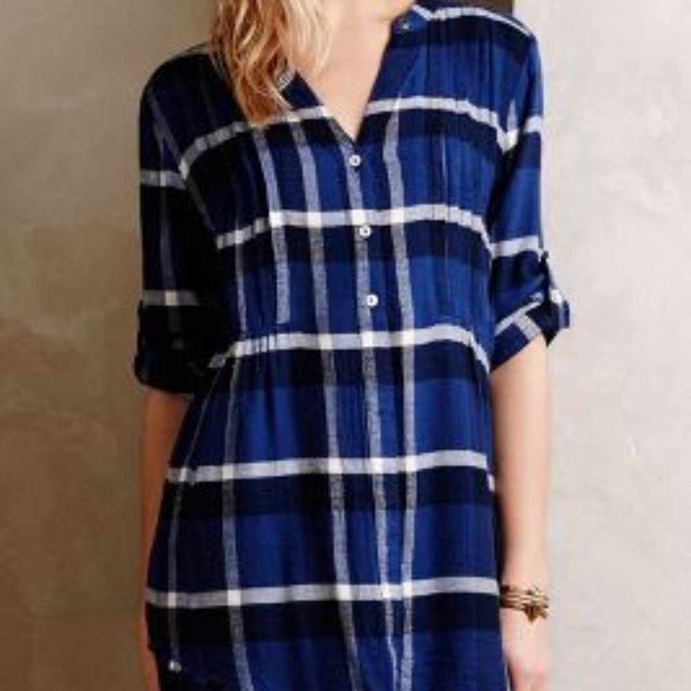 Anthropologie plaid flannel tunic